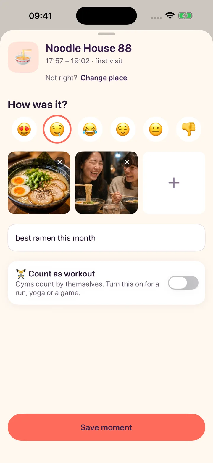 Noodle House 88 with two photos added: a bowl of ramen and two friends eating noodles, plus the note best ramen this month