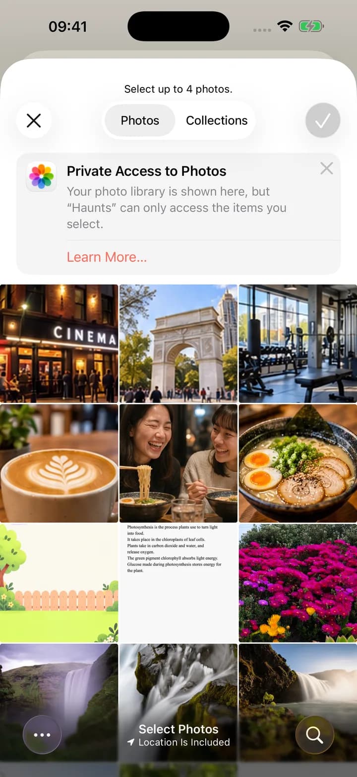 iPhone photo picker: Private Access to Photos, Haunts can only access the items you select