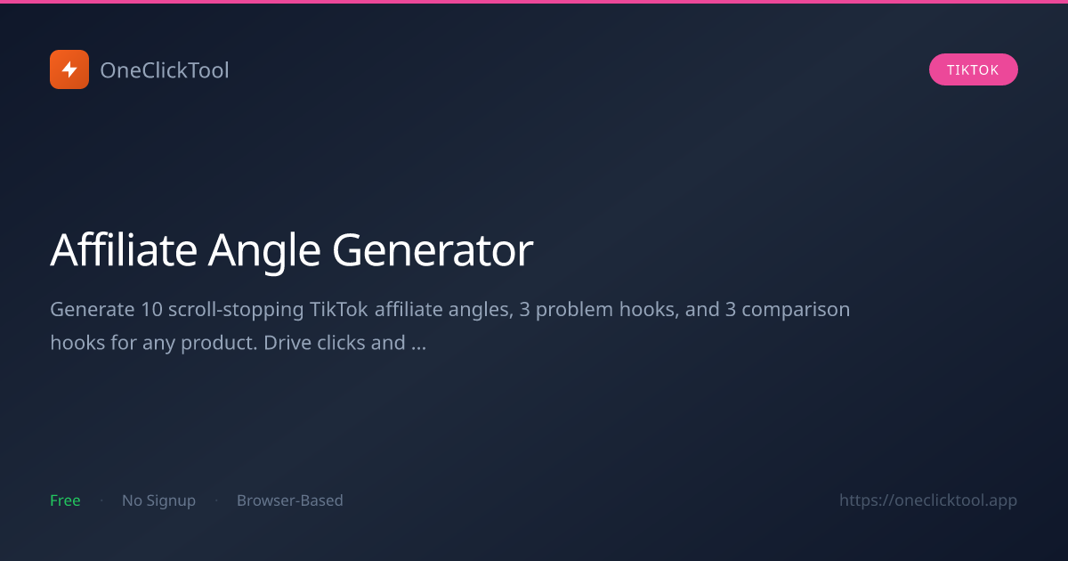 Affiliate Angle Generator Free Online | OneClickTool | OneClickTool