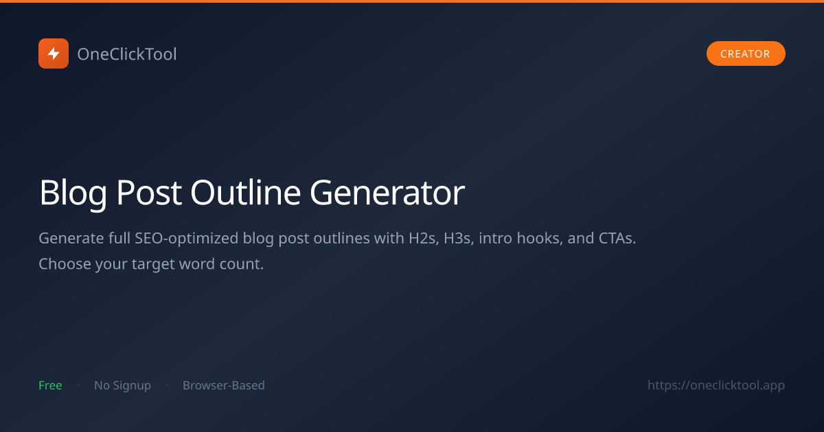 Blog Post Outline Generator Free — Full SEO Structure Instantly ...